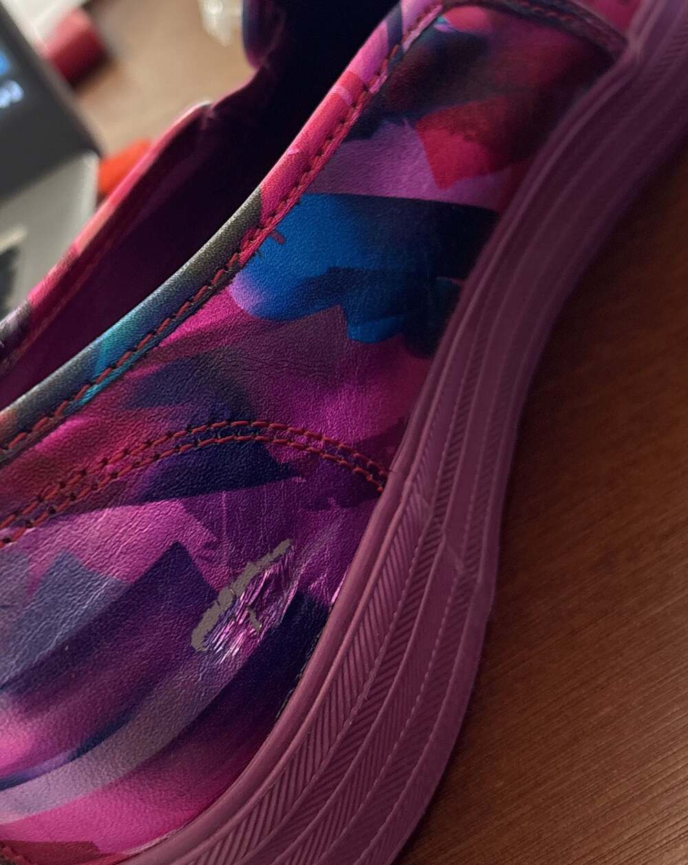 Keds Slip-On Sneakers in Magenta, Teal & Blue Brushstroke Print - Picture 12 of 12